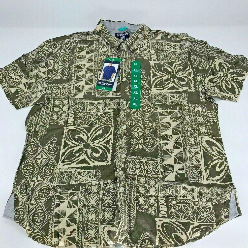 Seapointe Printed Short Sleeve Button Down Shirt Men's Size XL NWT